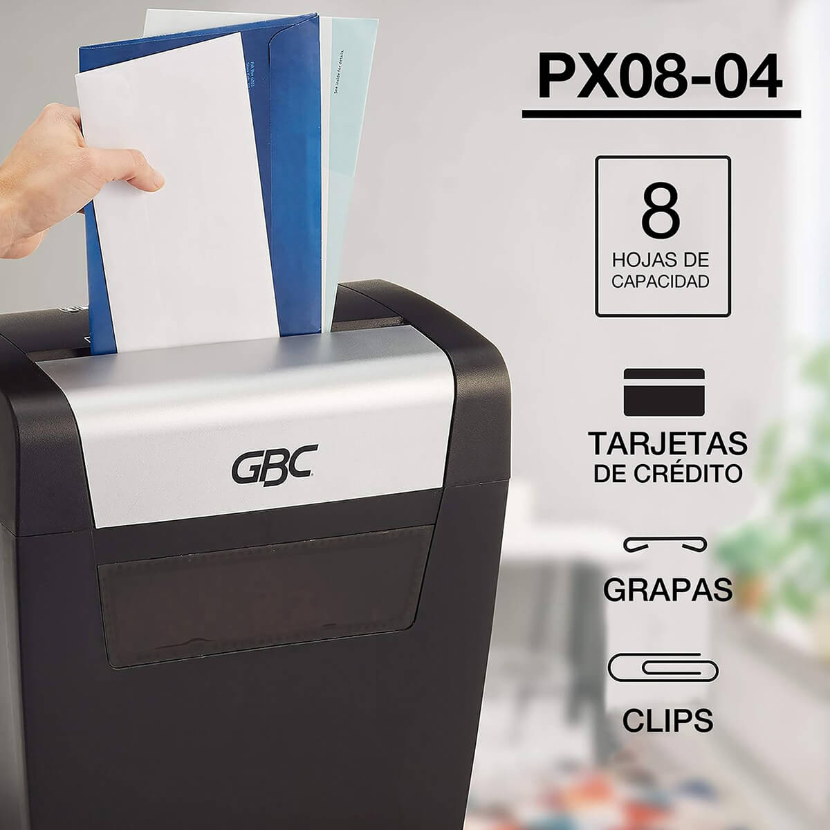 Trituradora de papel 08 hojas - corte cruzado PX08-04