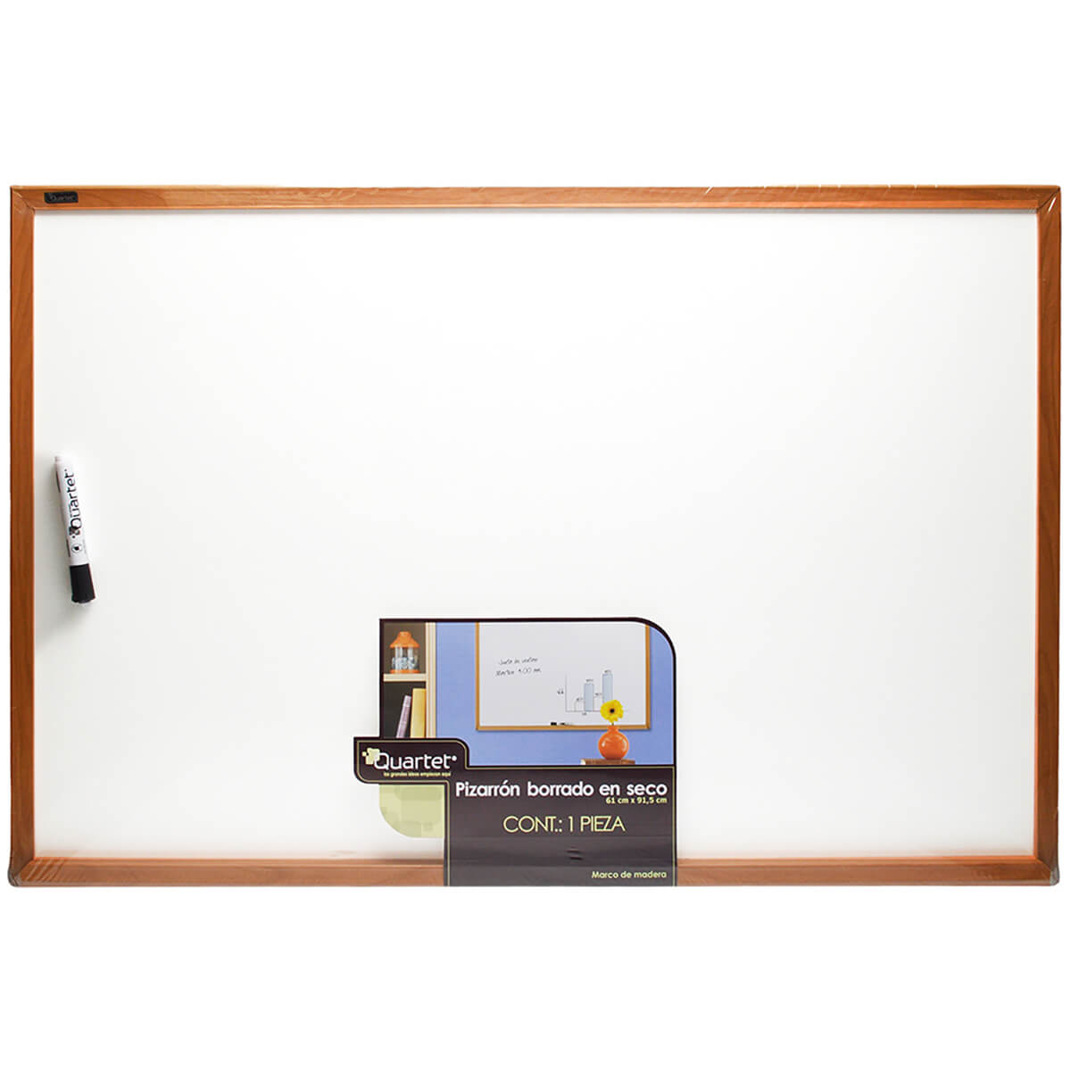 Pizarrón blanco 60x90cm marco madera