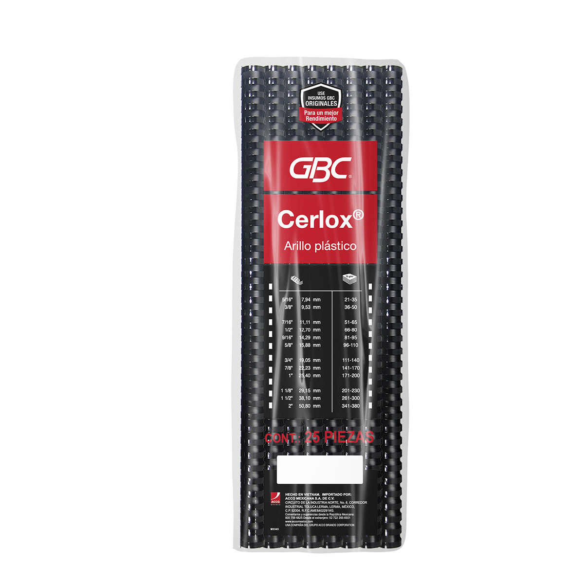 Arillo plástico 5/8" CERLOX 110h negro, 25pz