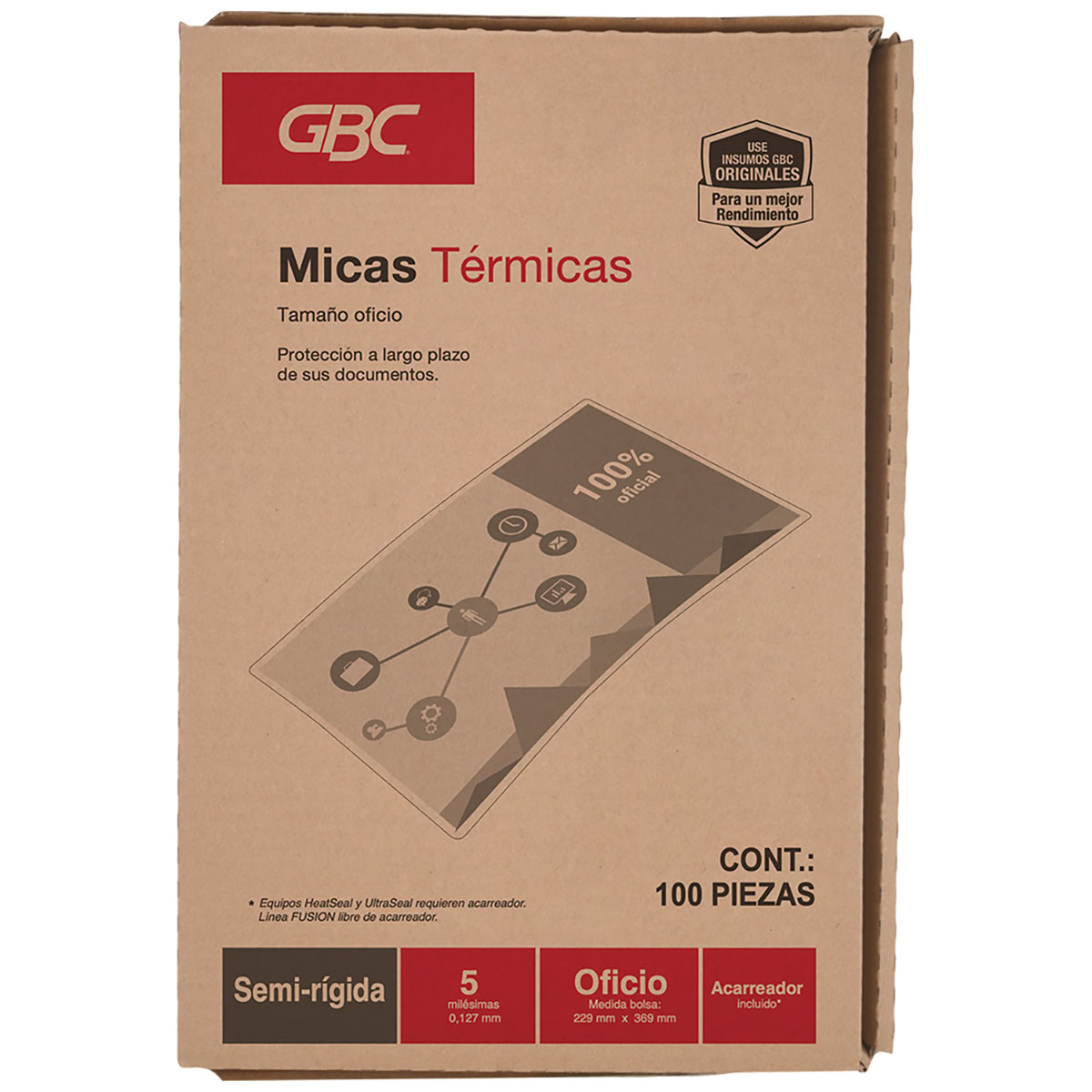 Mica térmica flexible 3mil - Carta GBC 100pz