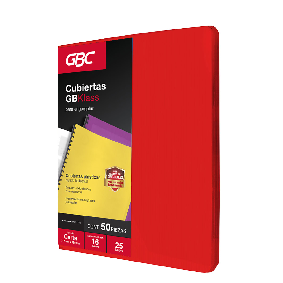 Cubierta GBKlass Rayada Rojo 16pts Carta, 50pz