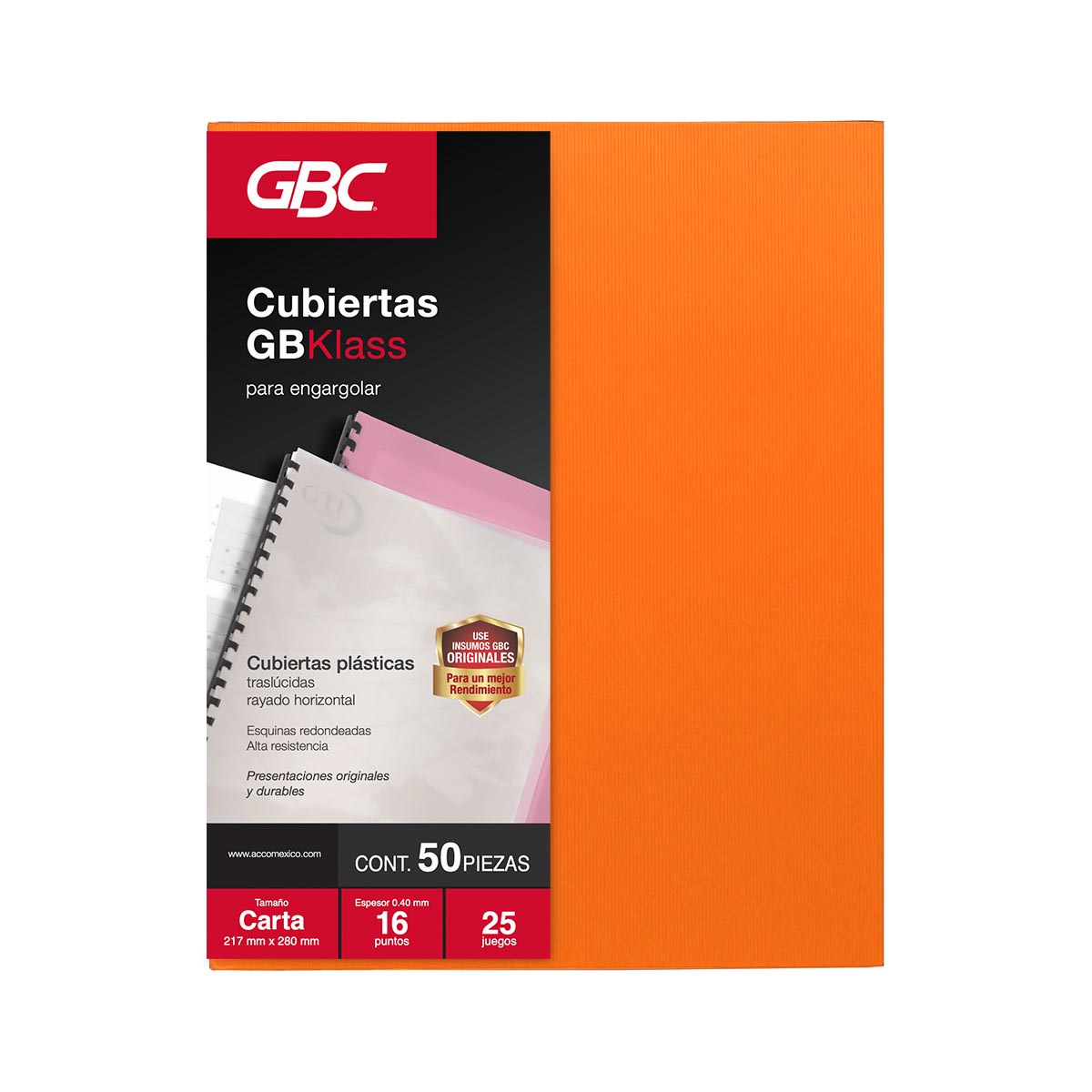 Cubierta GBKlass Rayada Naranja 16pts Carta, 50pz