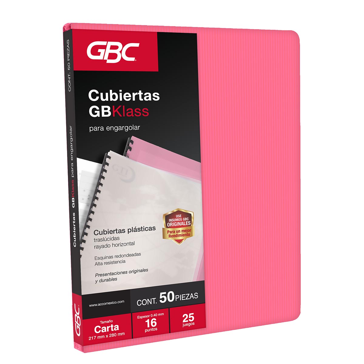 Cubierta GBKlass Rayada Rosa 16pts Carta, 50pz