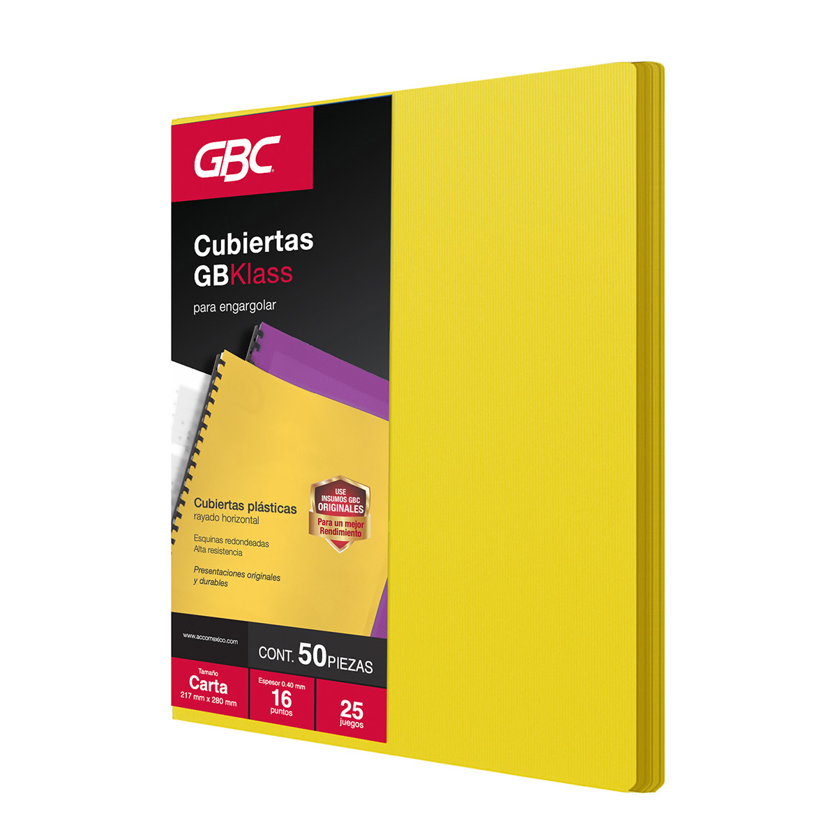 Cubierta GBKlass Rayada Amarillo limón 16pts Carta, 50pz