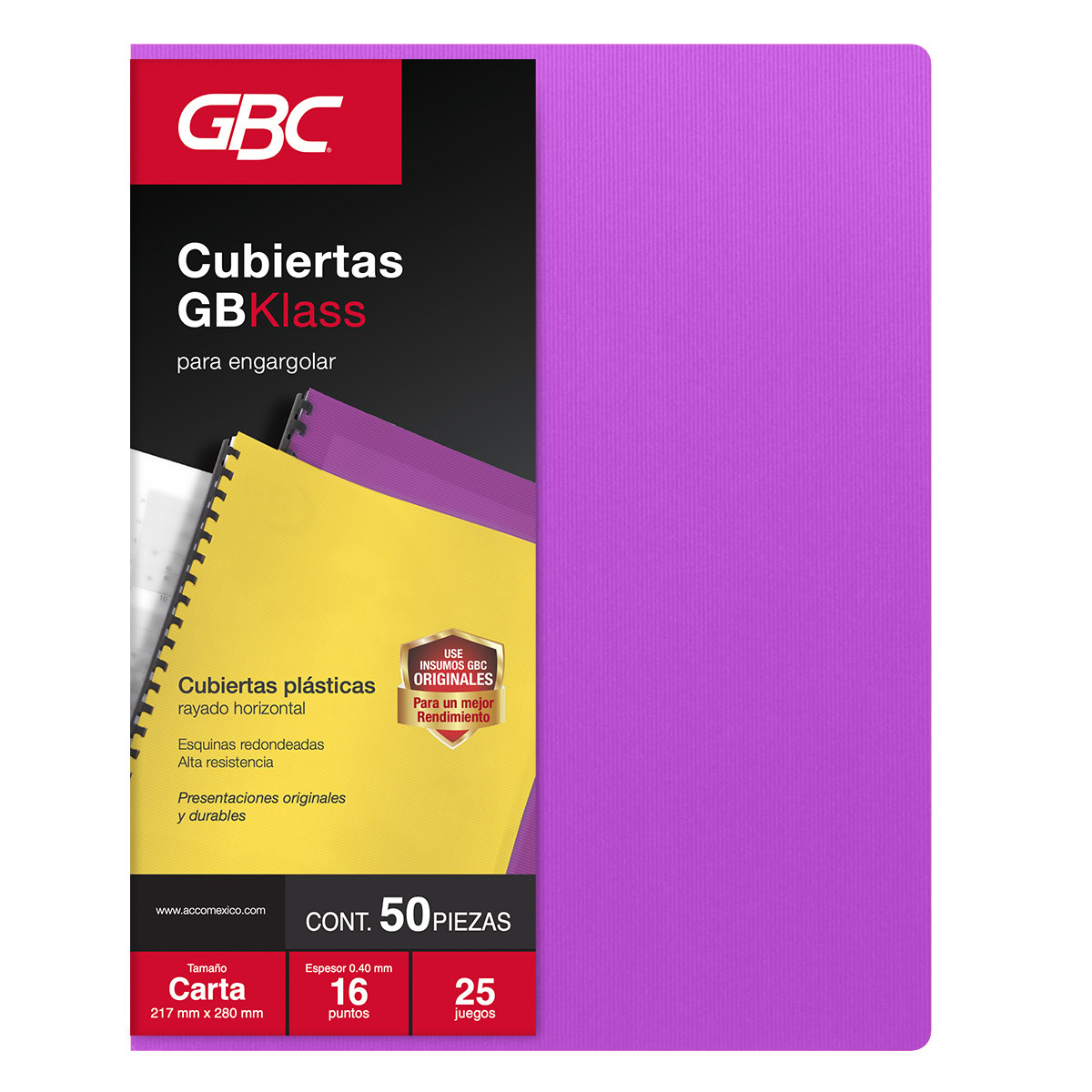 Cubierta GBKlass Rayada Morado Carta 16pts, 50pz
