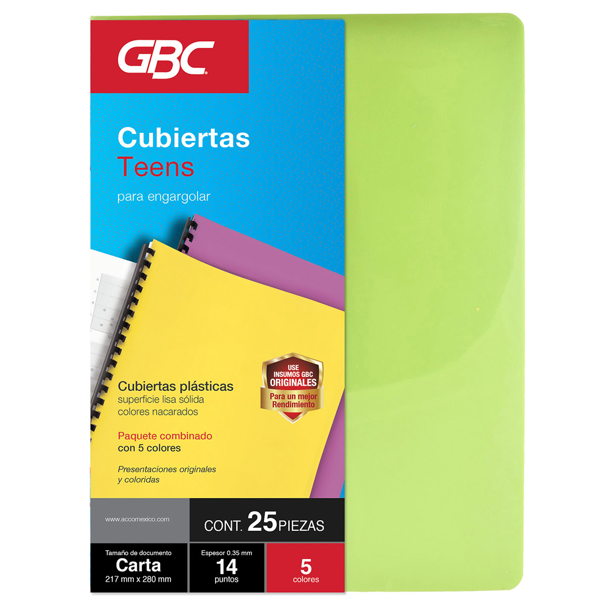 Cubierta Mix 5 colores Teens Lisa Carta, 60pz