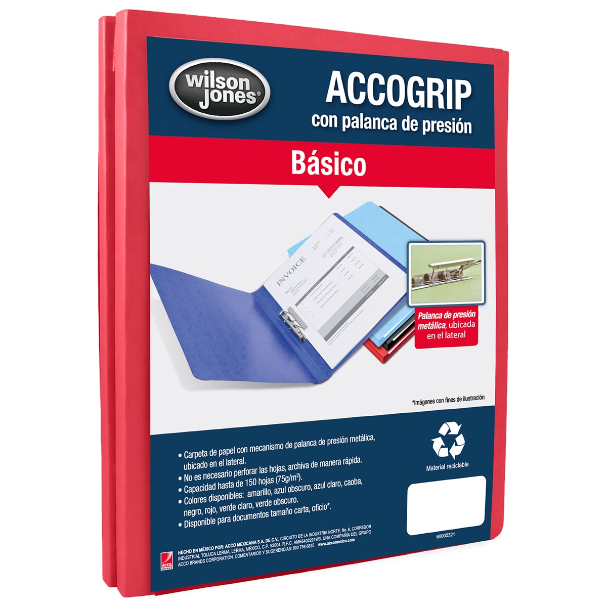 ACCOGrip Carpeta / Folder 150h Carta Rojo