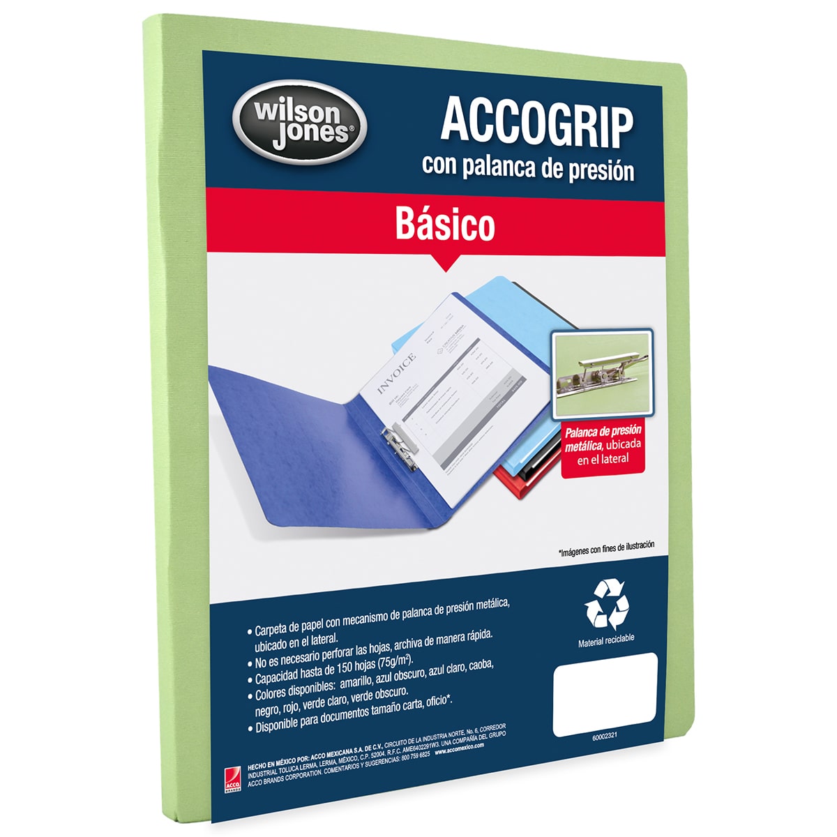 ACCOGrip Carpeta / Folder 150h Carta Verde Claro