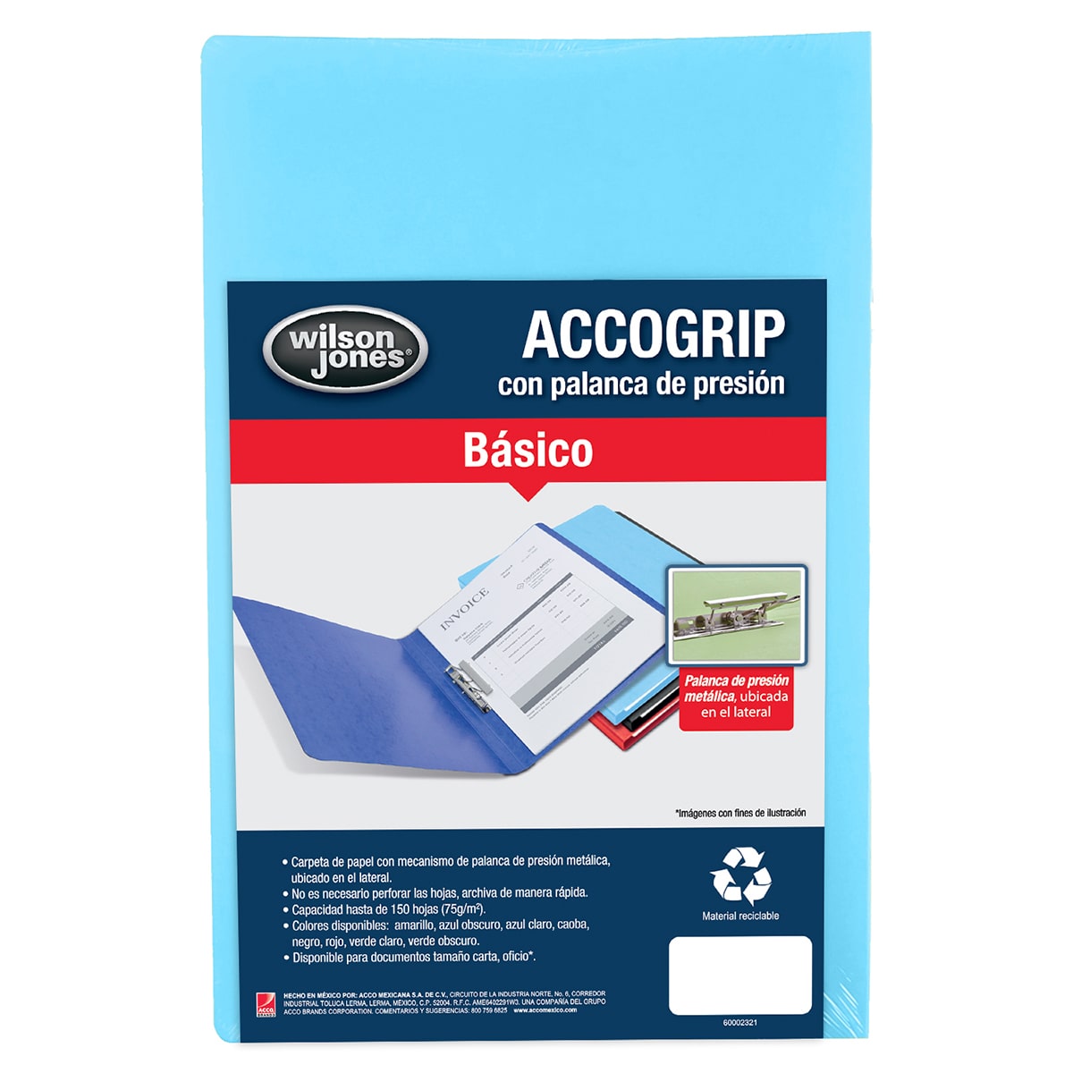 ACCOGrip Carpeta / Folder 150h Oficio Azul Claro
