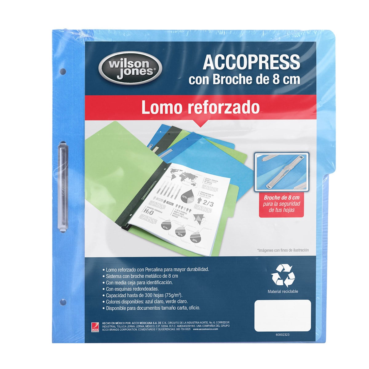 ACCOPress Carpeta papel Reforzada 300h Carta Azul Claro