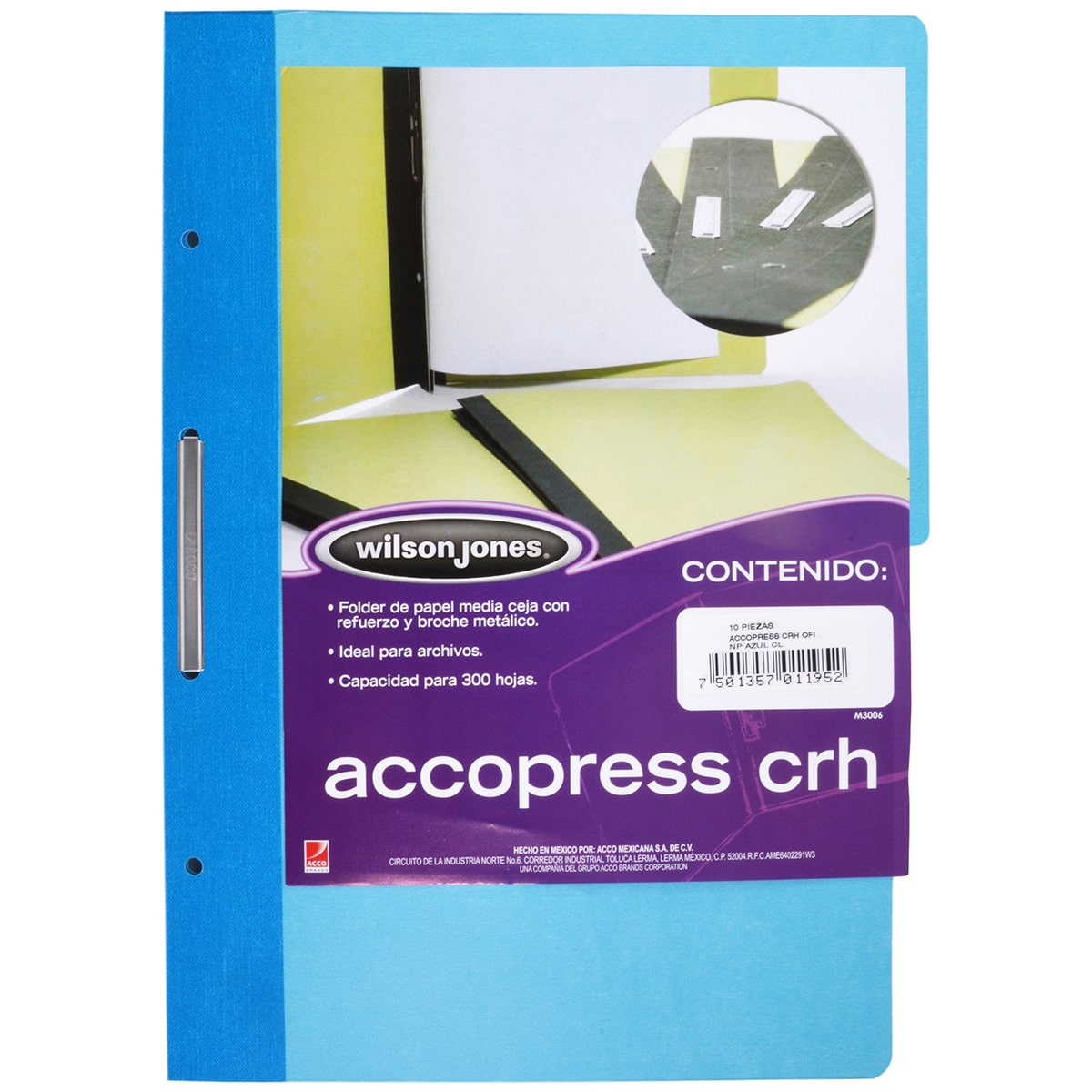 ACCOPress Carpeta papel Reforzada 300h Oficio Azul Claro