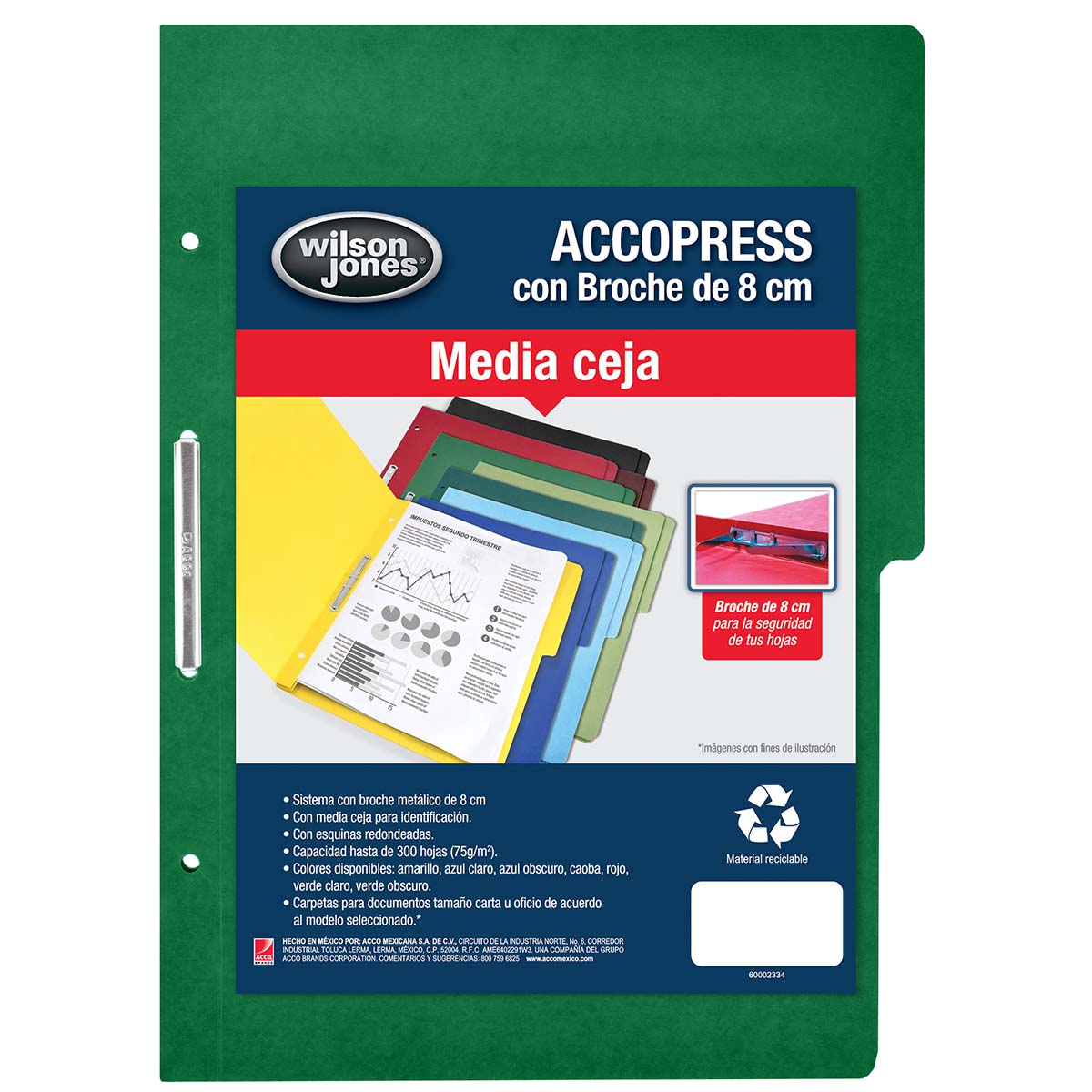 ACCOPress Carpeta papel 300h Oficio Verde Obsc.