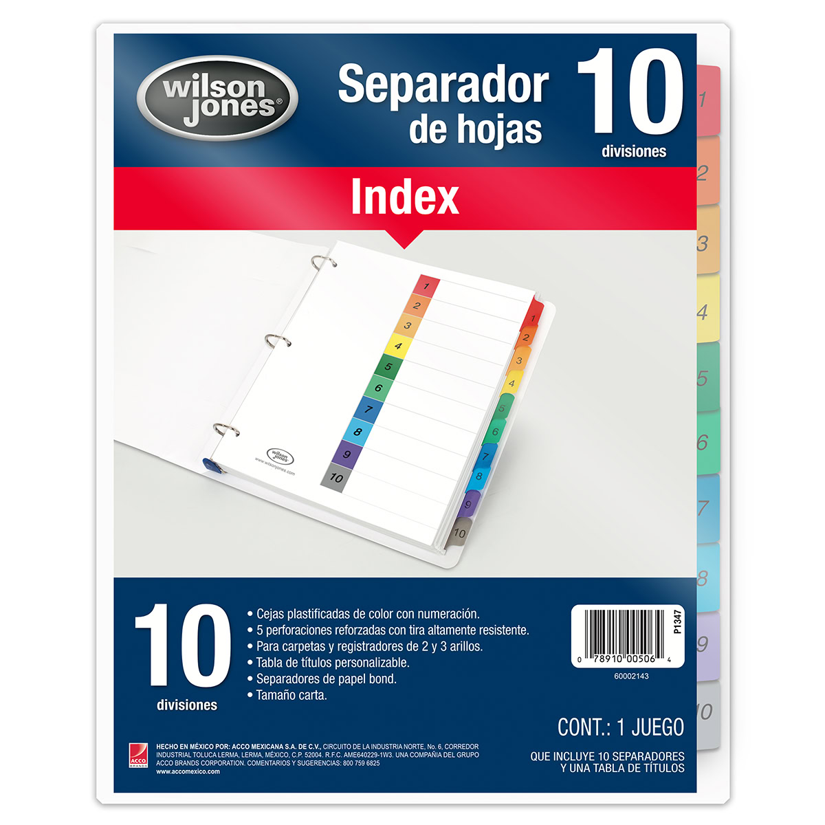 Separador numerado 10 divisiones