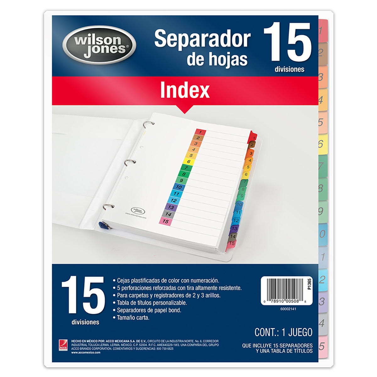 Separador numerado 15 divisiones