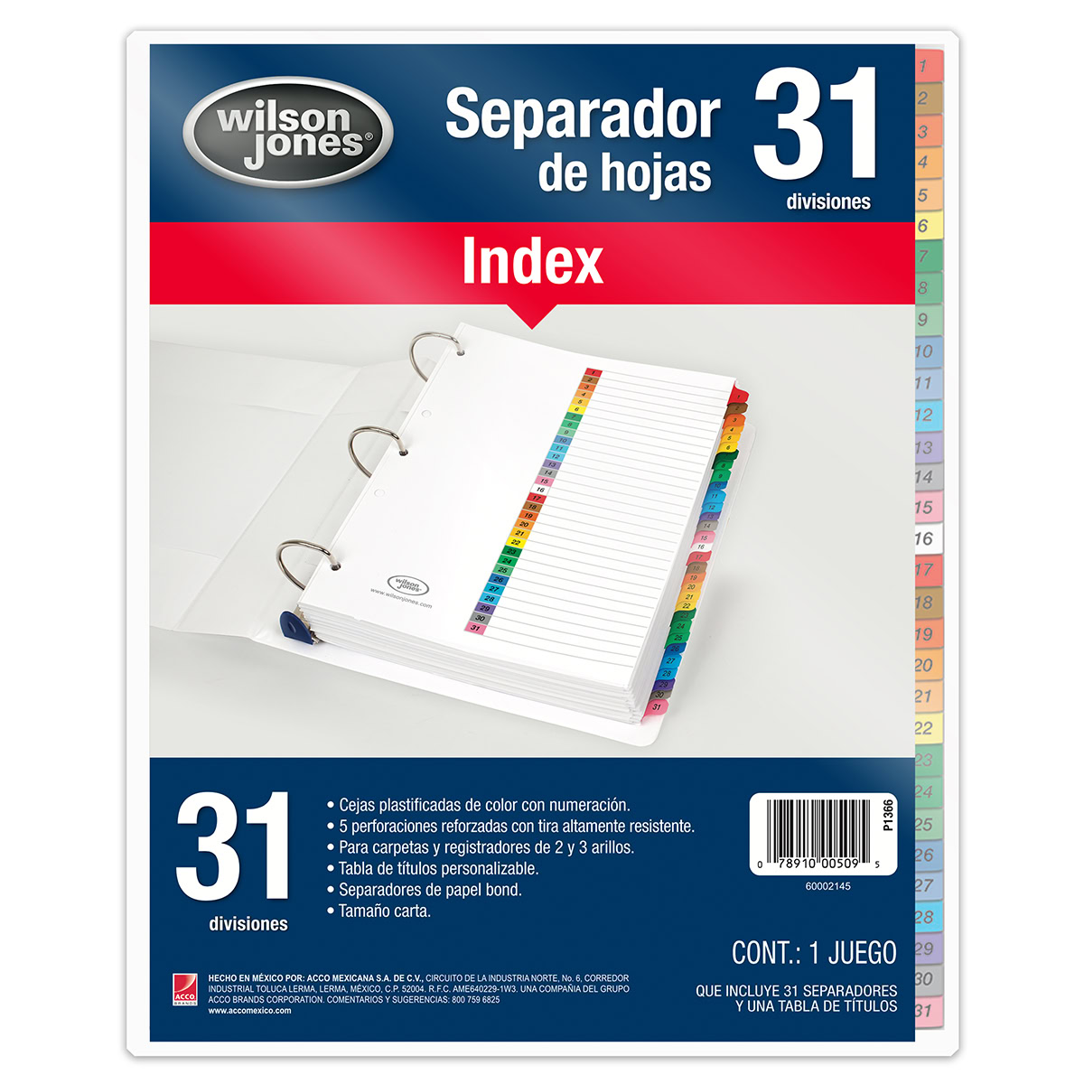 Separador numerado 31 divisiones