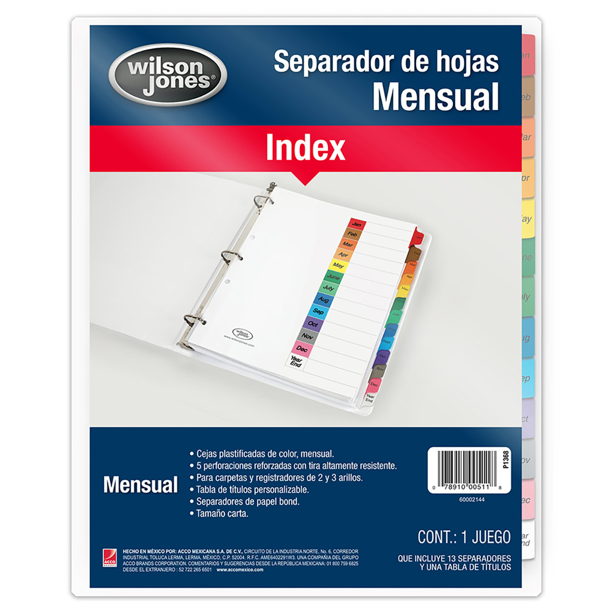 Separador Mensual, 13 divisiones