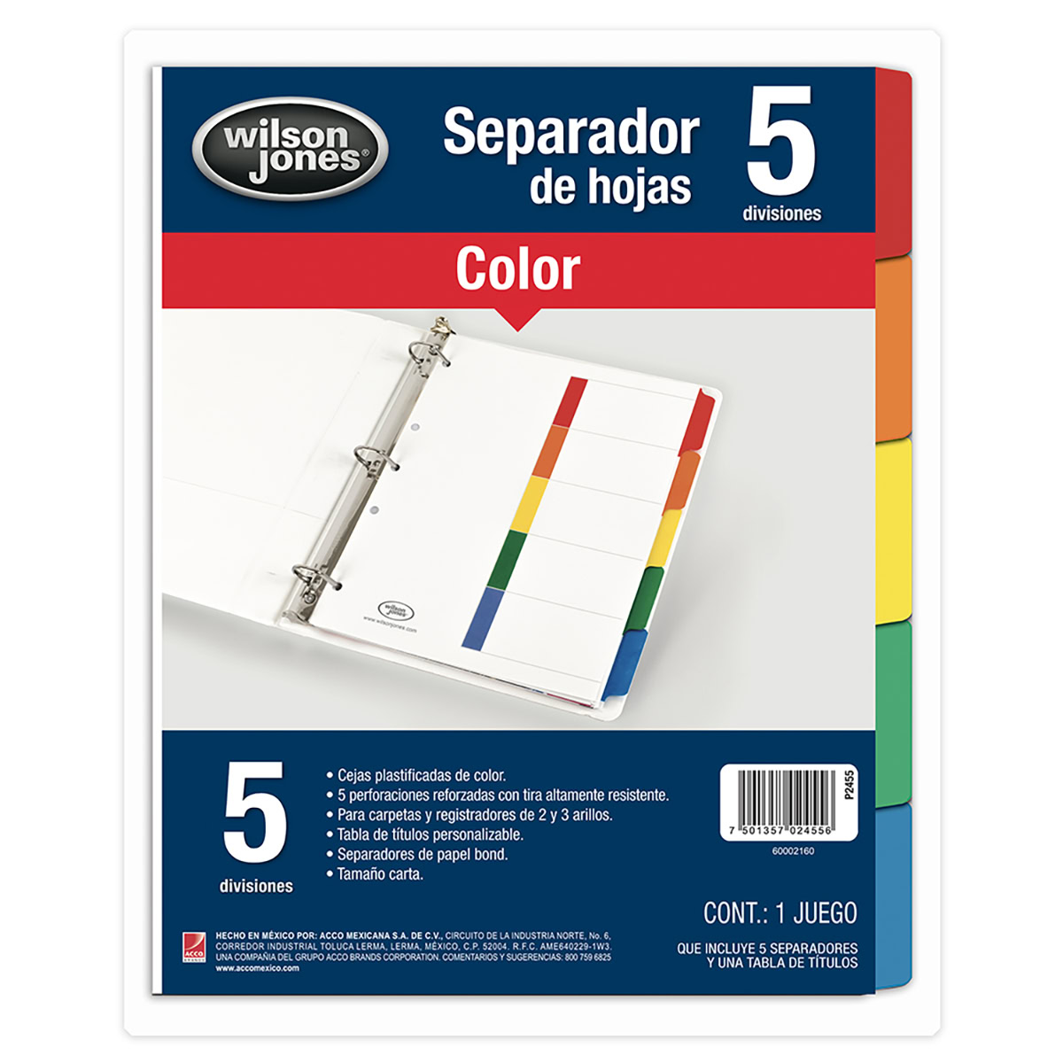 Separador cejas de color 5 divisiones