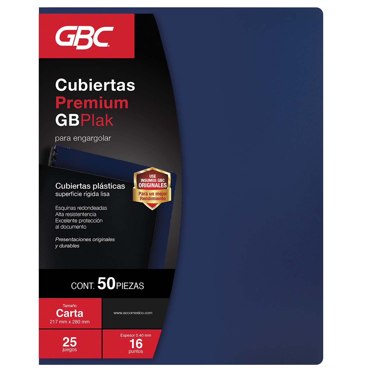 Cubierta PREMIUM Lisa Azul 16pts Carta, 50pz