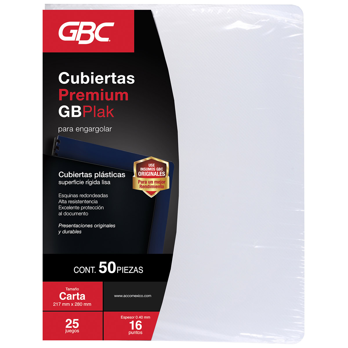 Cubierta PREMIUM Lisa Transparente 16pts Carta, 50pz