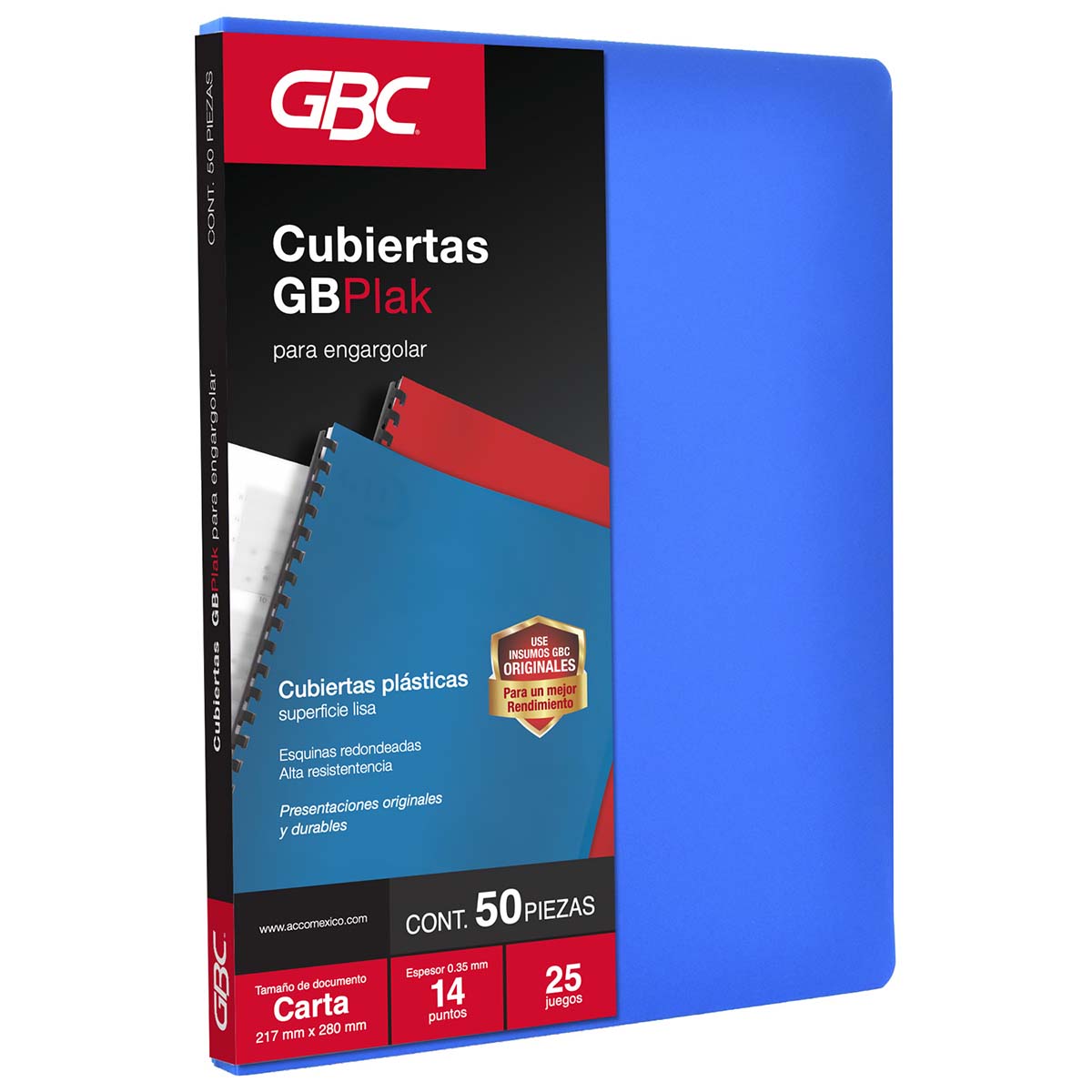 Cubierta GBPlak Lisa Azul Medio 14ptsCarta, 50pz