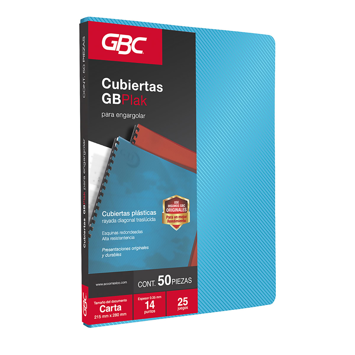 Cubierta GBPlak Rayada Azul 14pts Carta, 50pz