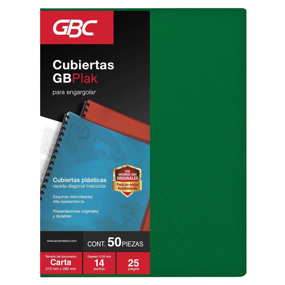 Cubierta GBPlak Rayada Verde 14pts Carta, 50pz