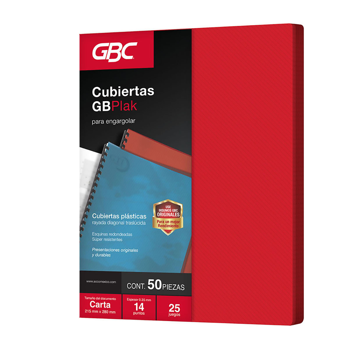 Cubierta GBPlak Rayada Rojo 14pts Carta, 50pz