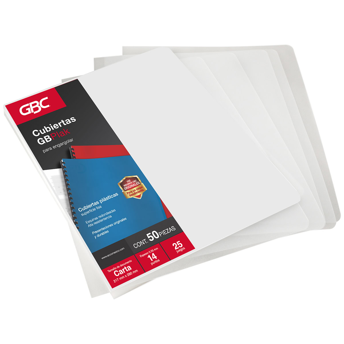 Cubierta GBPlak Lisa Transparente 14pts Carta, 50pz