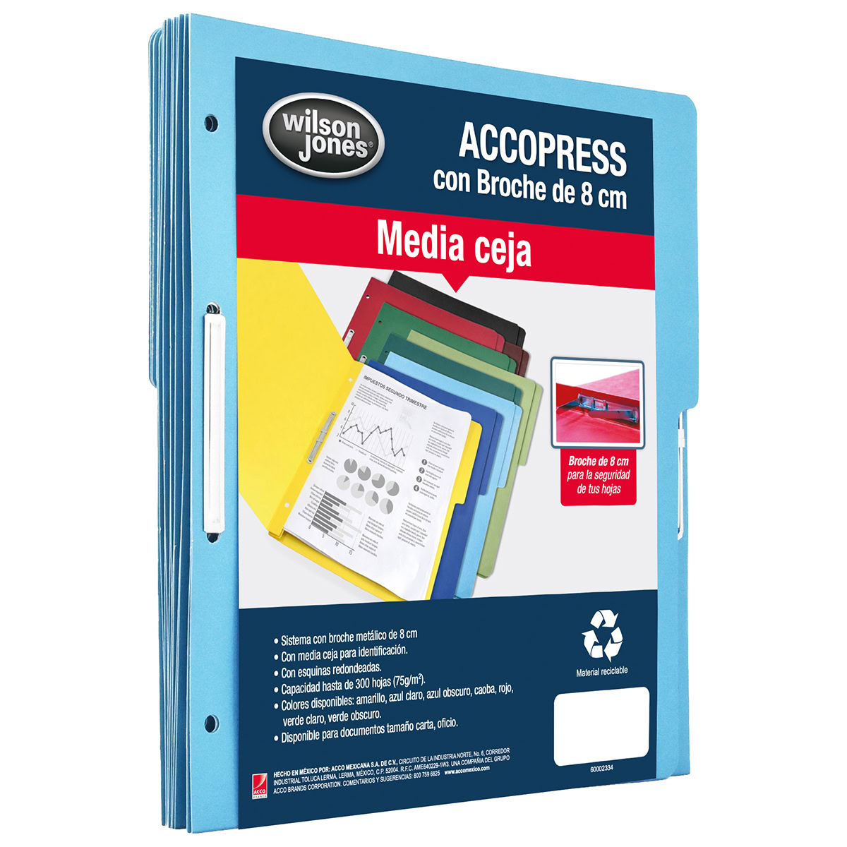 ACCOPress Carpeta papel 300h Carta Azul Claro