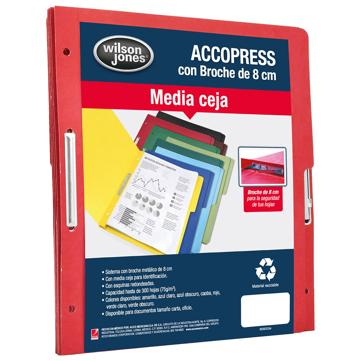 ACCOPress Carpeta papel 300h Carta Rojo