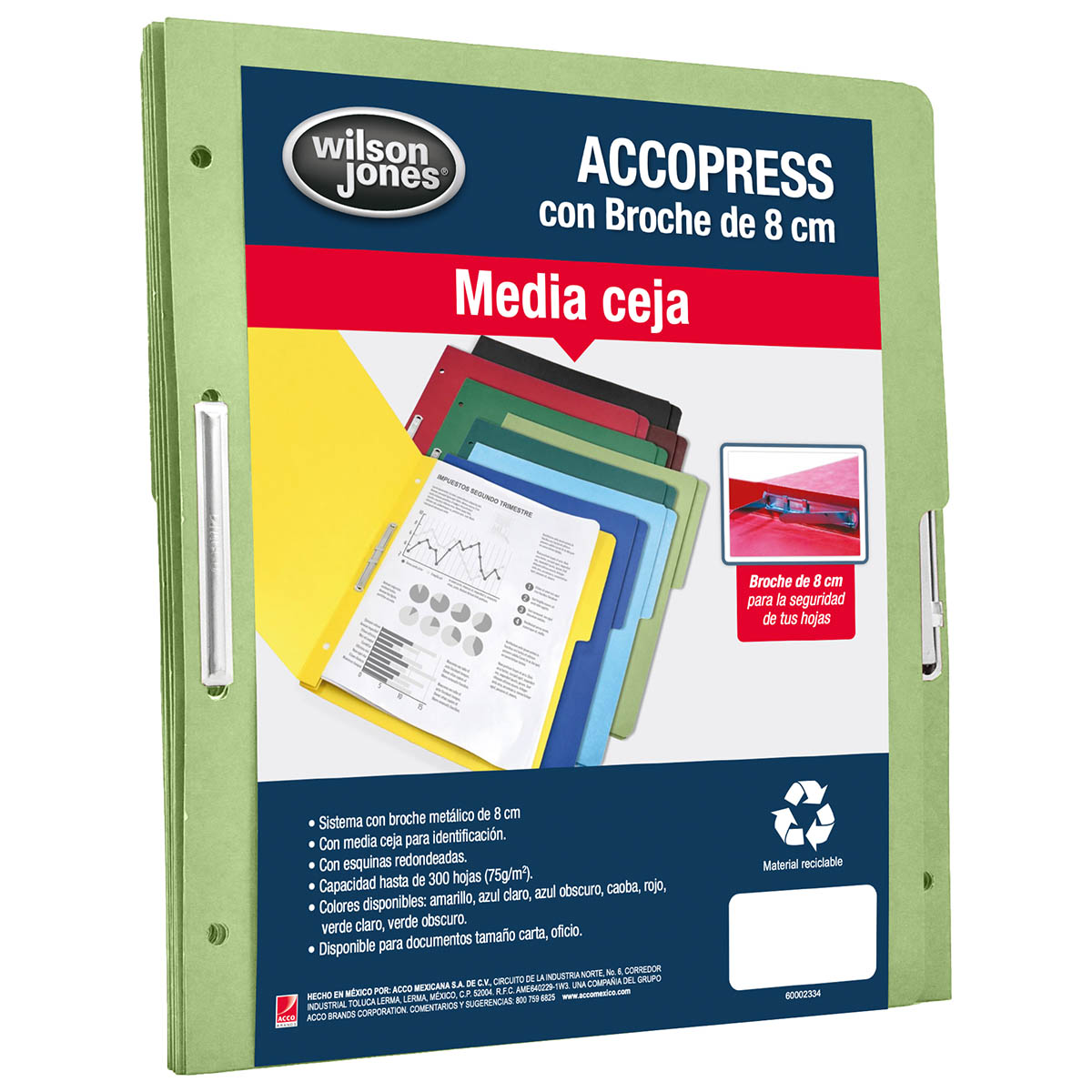 ACCOPress Carpeta papel 300h Carta Verde Claro