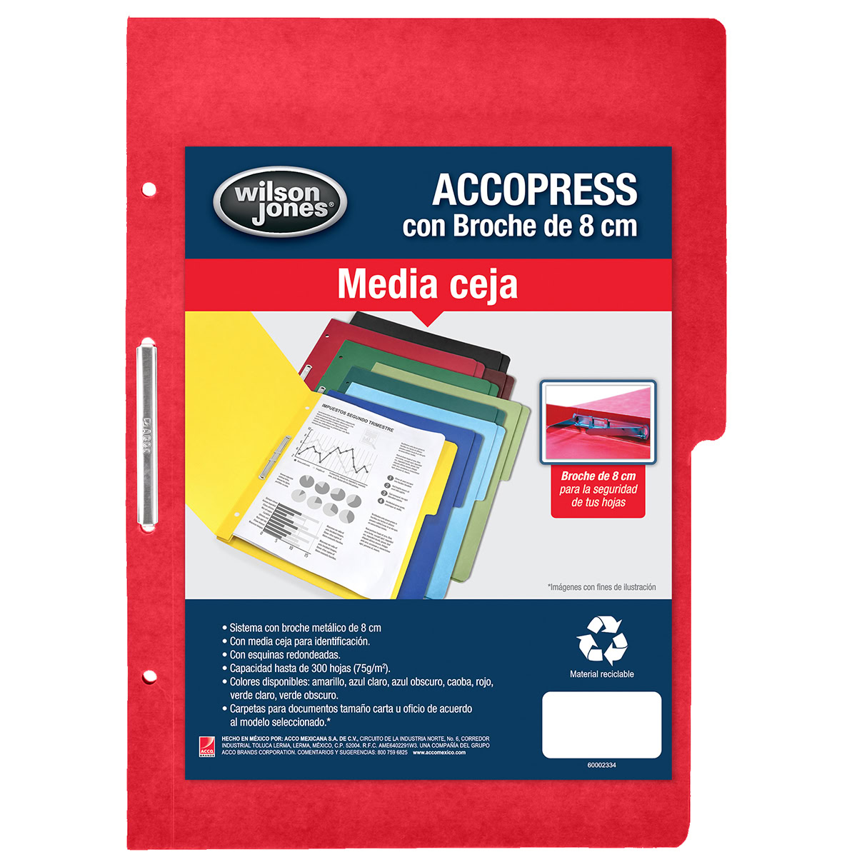 ACCOPress Carpeta papel 300h Oficio Rojo