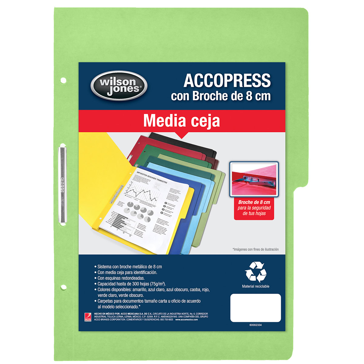 ACCOPress Carpeta papel 300h Oficio Verde Claro