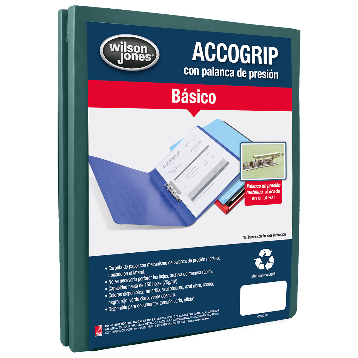 ACCOGrip Carpeta / Folder 150h Carta Verde Obsc.