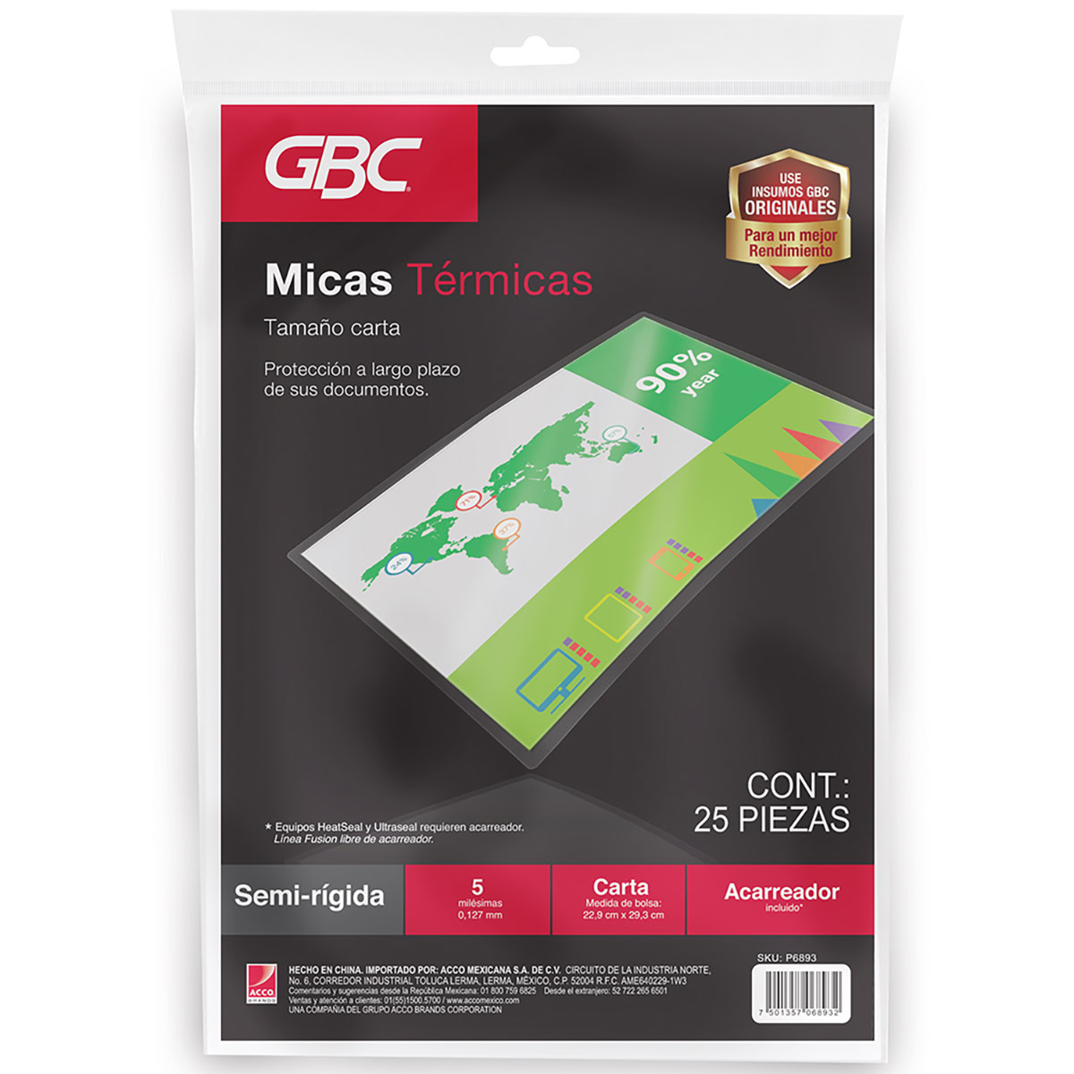 Mica térmica Semi-rígida 5mil  - Carta GBC 25pz