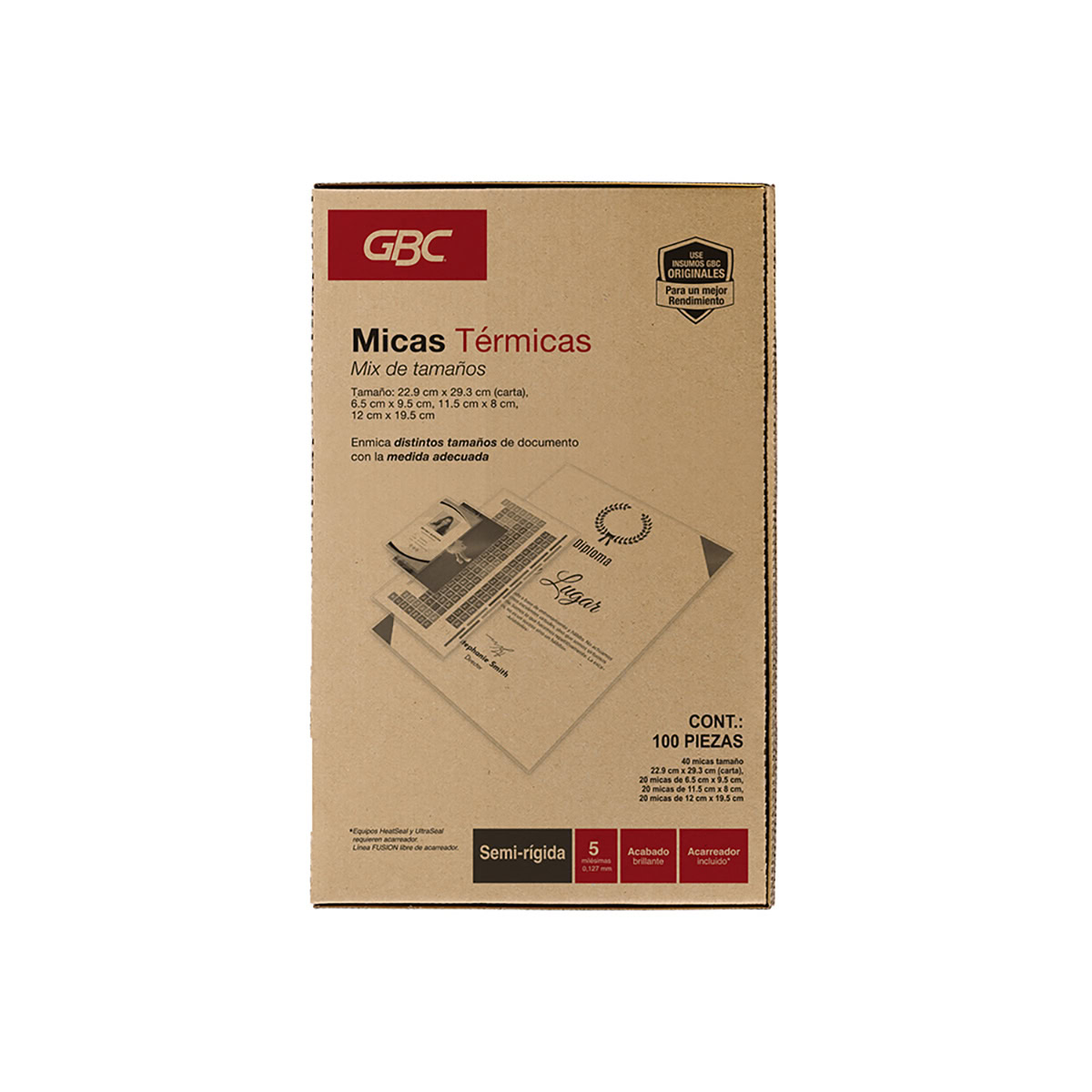 Mica térmica MIX de tamaños GBC Semi-rígida 5mil 100pz