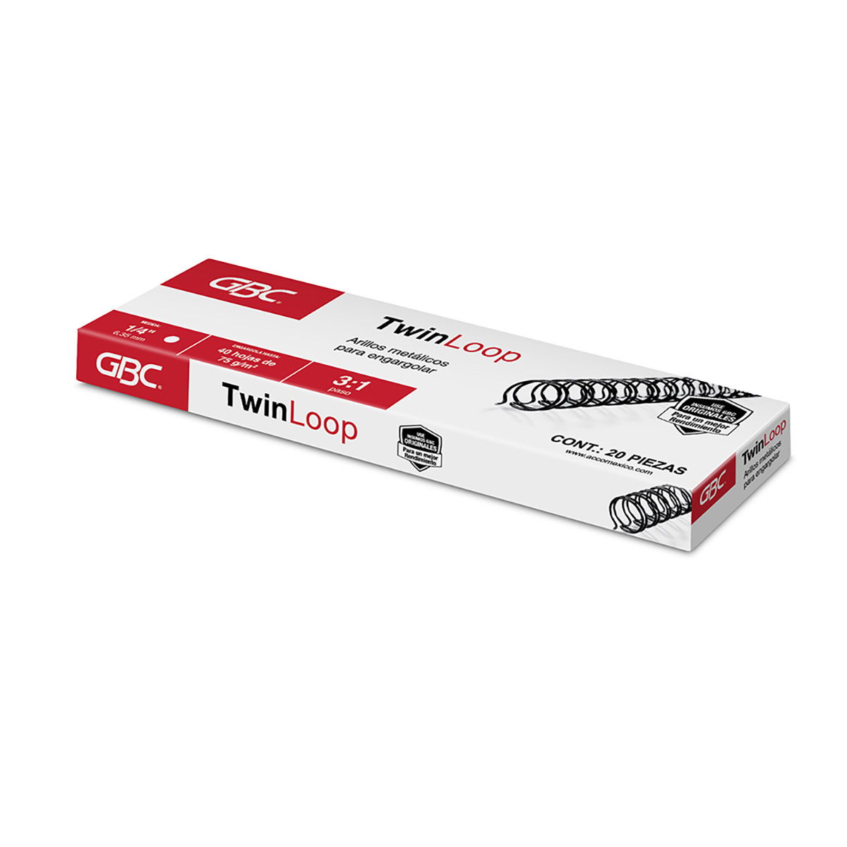 Arillo metálico 1/4" 40h TwinLoop 3:1 20pz
