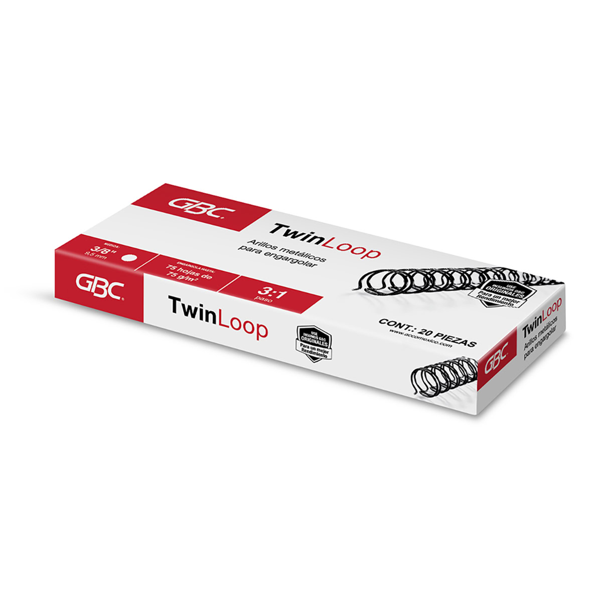 Arillo metálico 3/8" 75h TwinLoop 3:1 20pz