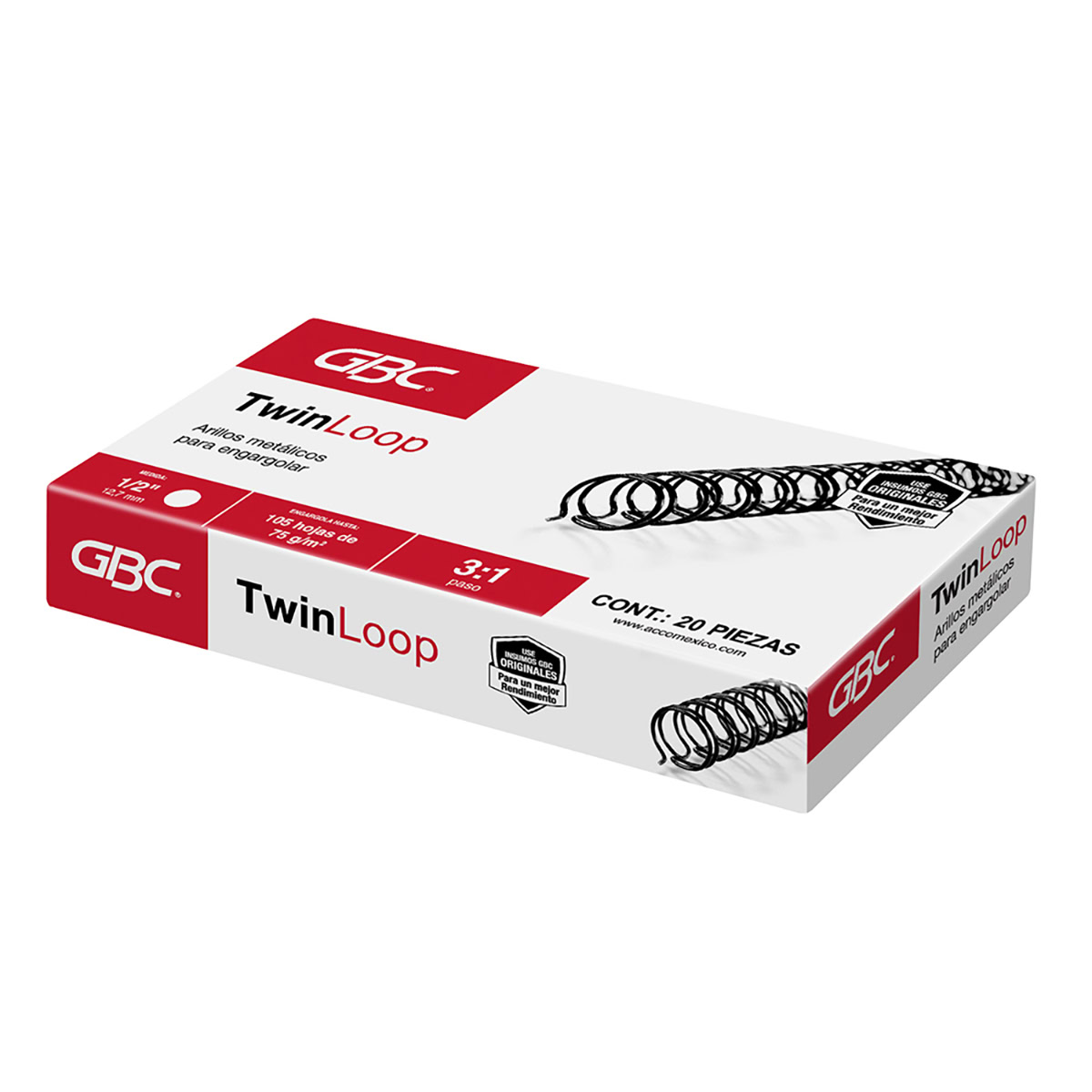 Arillo metálico 1/2" 105h TwinLoop 3:1 20pz