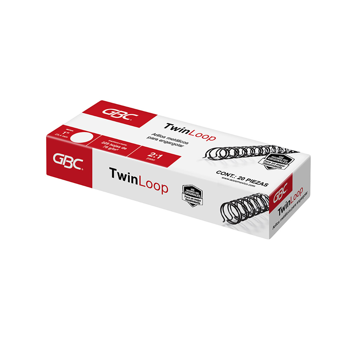 Arillo metálico 1" 225h TwinLoop 2:1 20pz