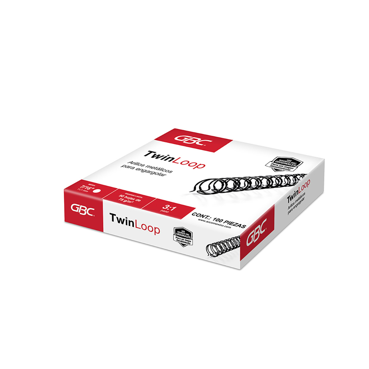 Arillo metálico 1/4" 40h TwinLoop 3:1 100pz