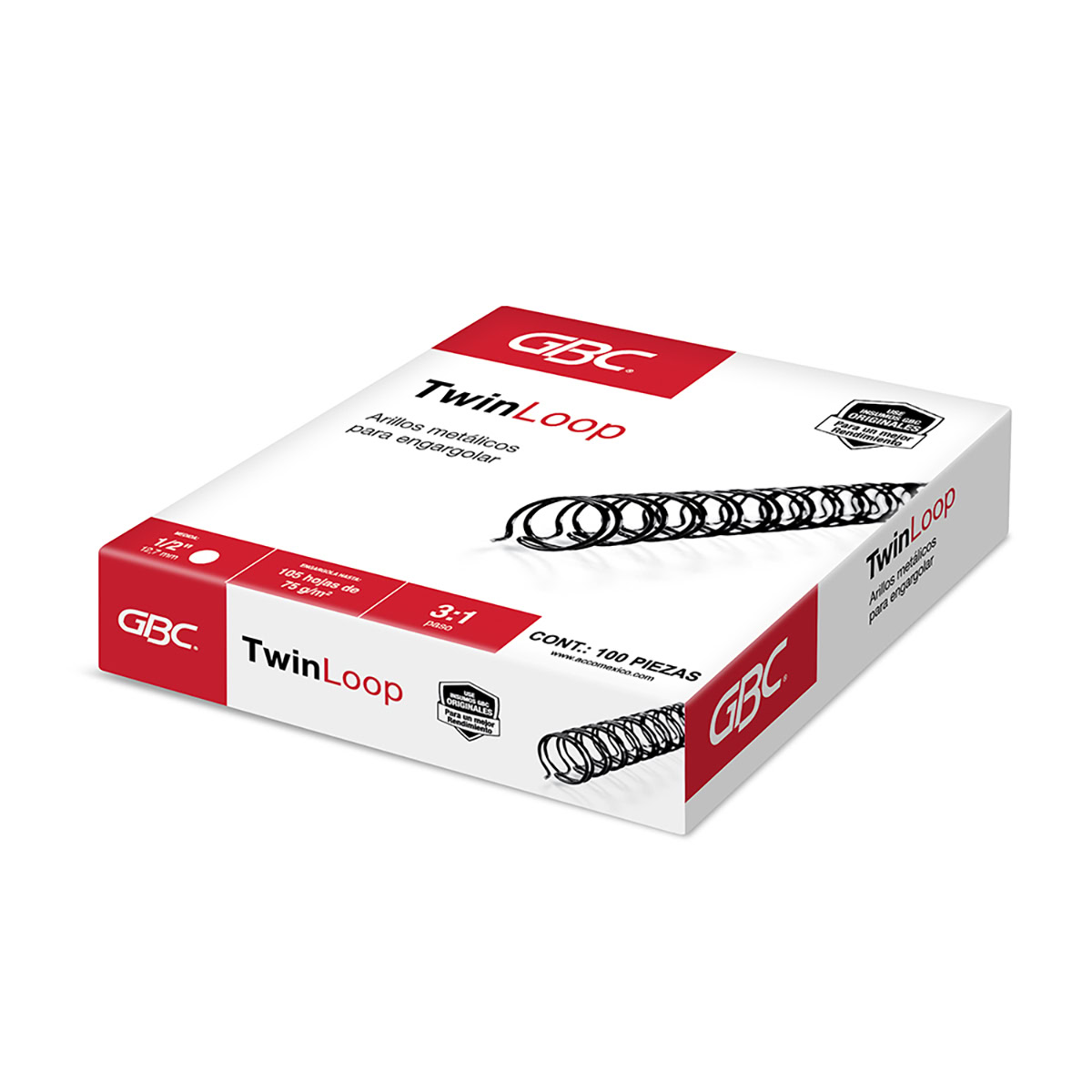 Arillo metálico 1/2" 105h TwinLoop 3:1 100pz