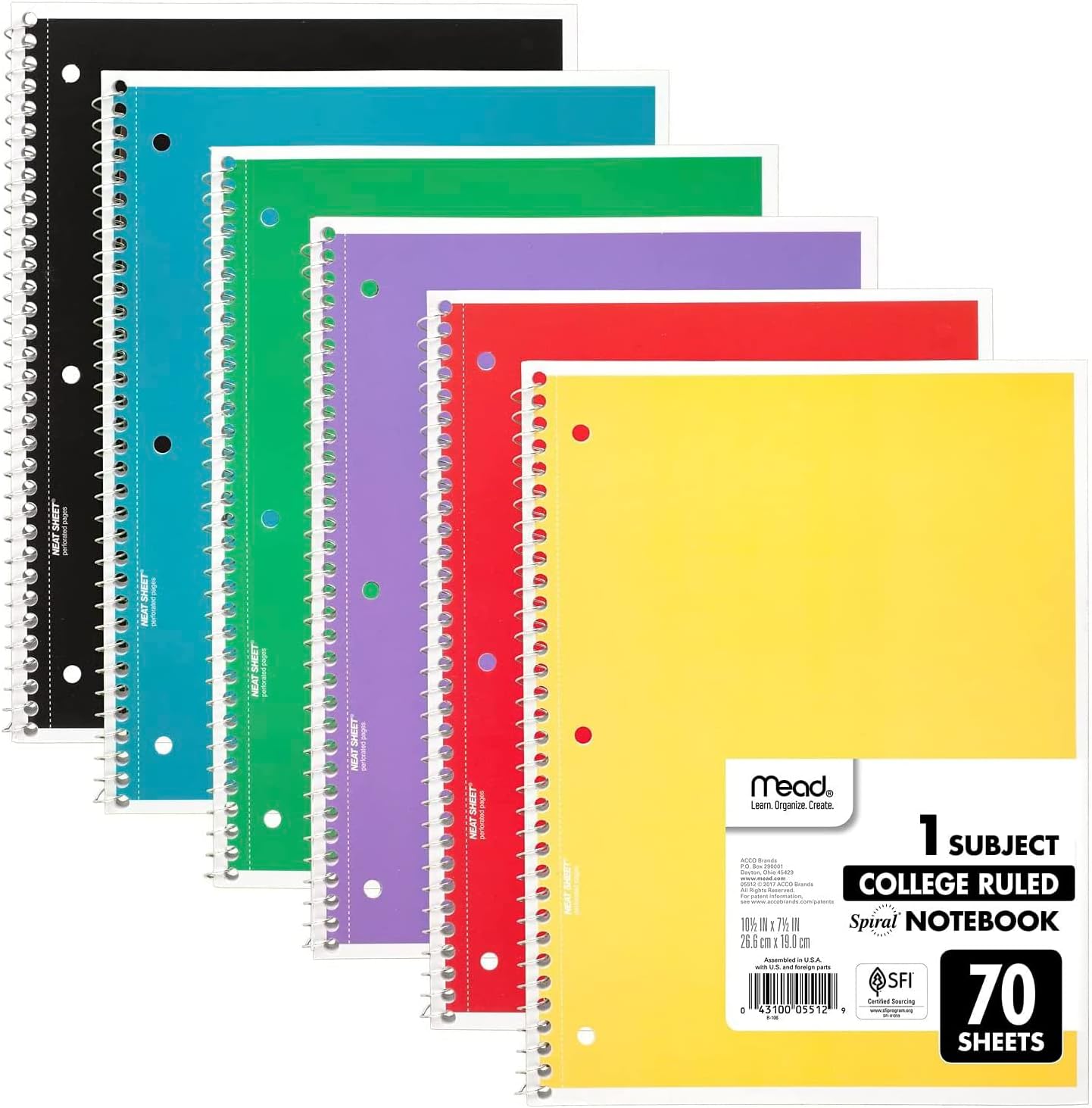 Paquete De Cuadernos Mead 6 Piezas Color Variado