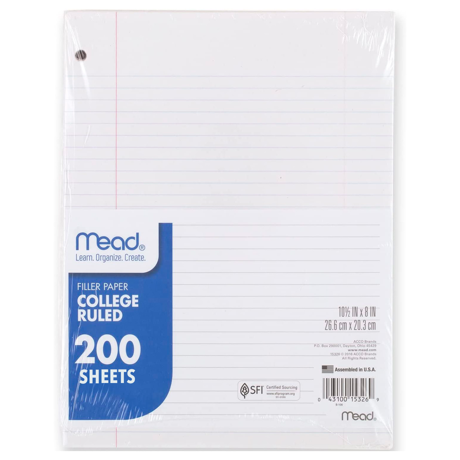 Meed 200 Hojas para Carpeta t/Carta. Rayadas.17208