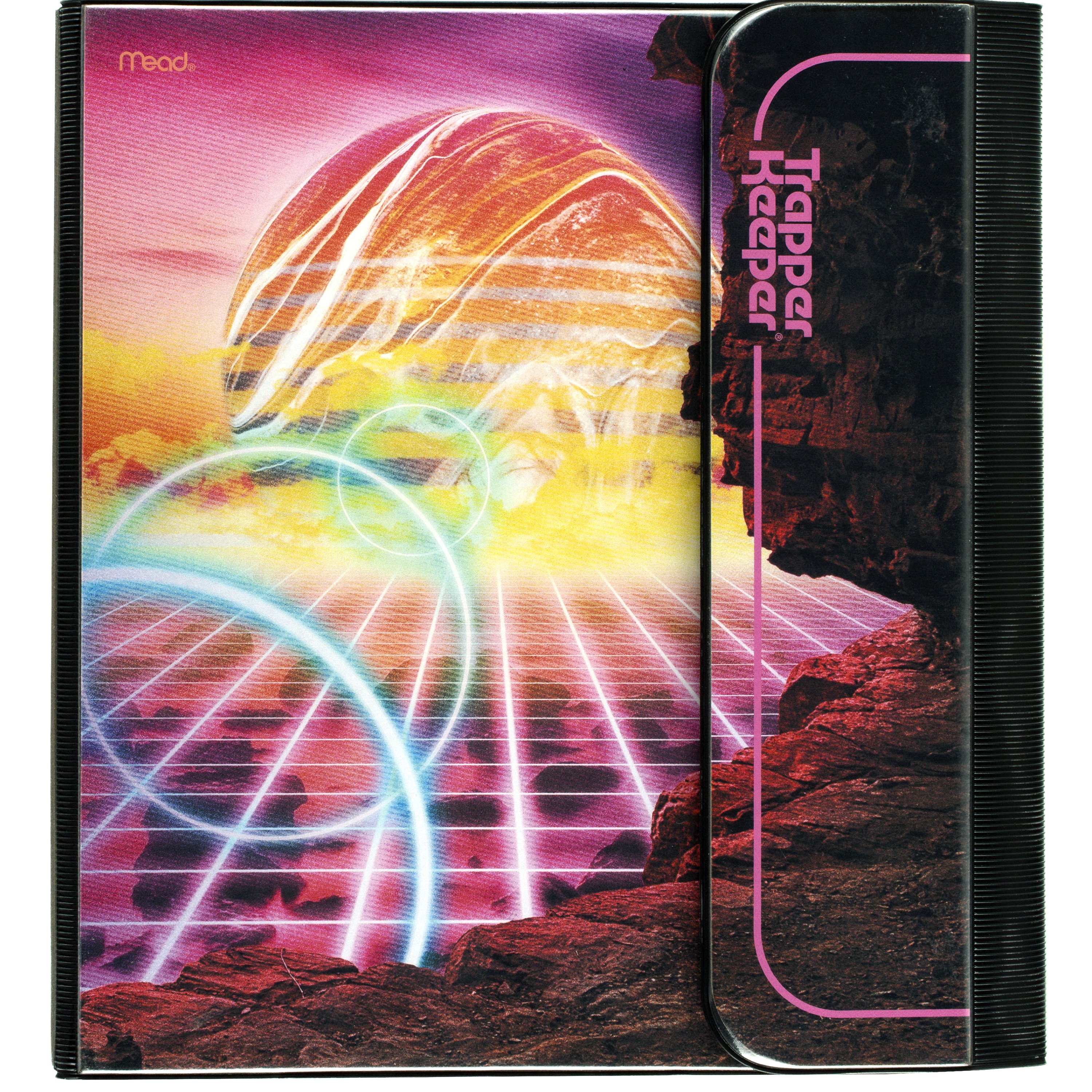 Mead Trapper Keeper - Carpeta de 1" con 2 Folders y Cierre de Velcro. Diseño Figuras Colorblock. 260038FM-ECM